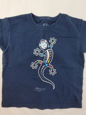 Gecko T shirt Boys Medium Blue Mexico 100% Cotton BY KALAKA